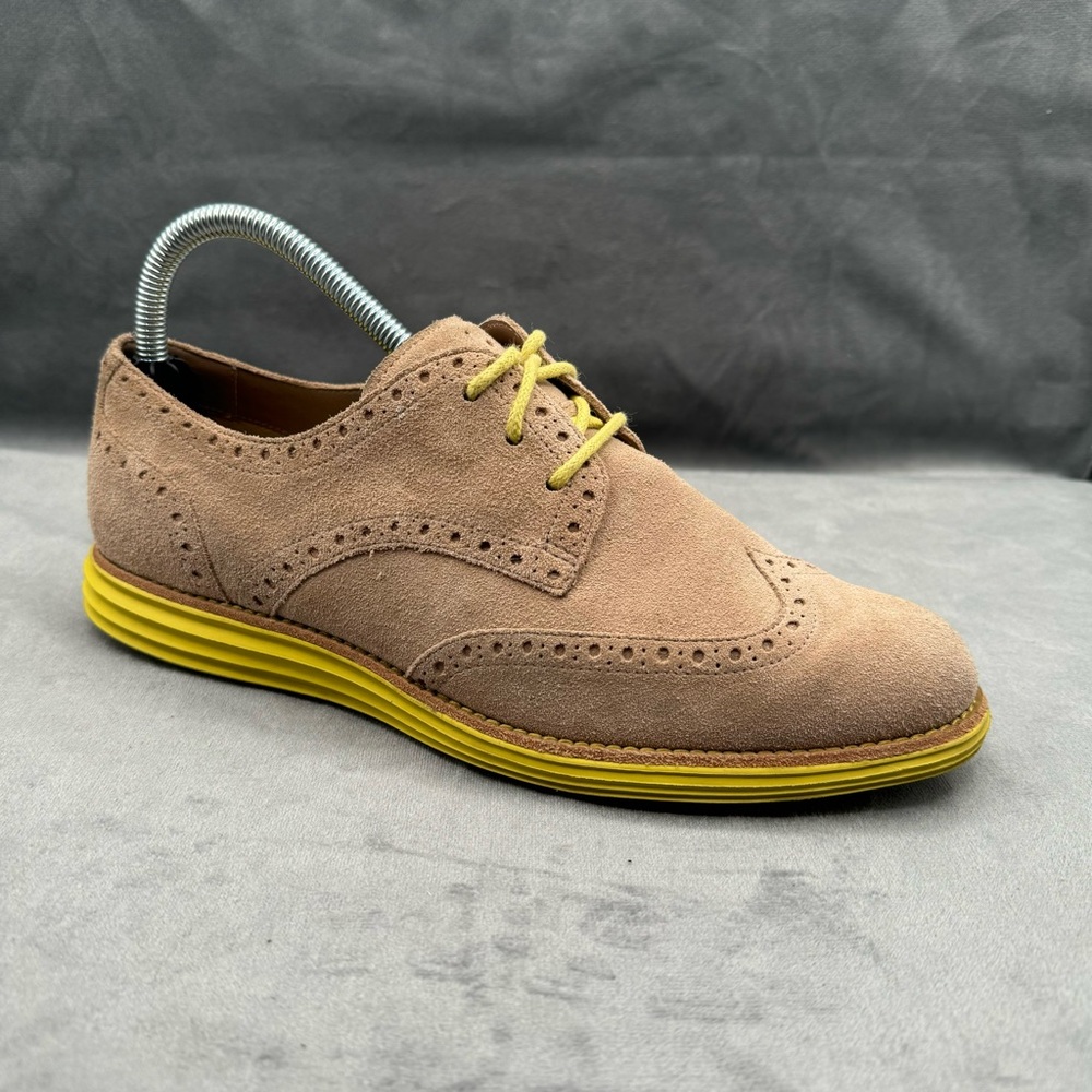 Cole Haan Tan Suede Sneakers with Yellow Accents